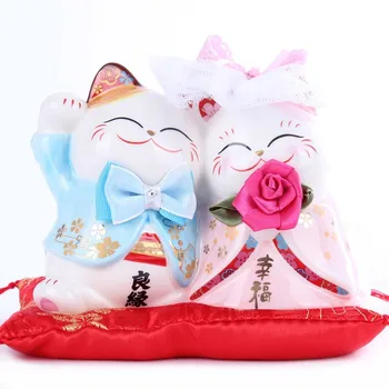 Keramičke kasice Lucky Mačka za bračni par Maneki Neko, vjenčani dar, ukras na Valentinovo