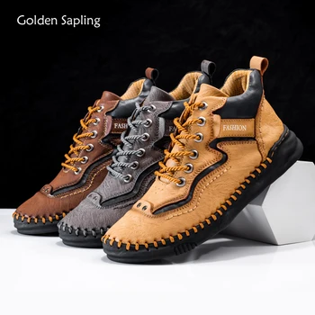 Klasične muške cipele Golden Sapling, casual cipele na platformu čizme za odmor, muška udobna kožna ulica cipele ravnim cipelama
