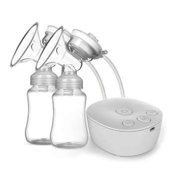 Komplet dvostrukog električnog молокоотсоса s 2 бутылочками za mlijeko USB Snažan maser za grudi, izvlači mlijeka za dojenje
