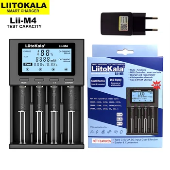 LiitoKala Lii-M4 18650 Punjač LCD-Stop pametna Punjač Test kapacitet za 26650 18650 21700 AA AAA, Itd. 4 utora 5 U 2A