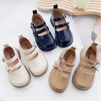 Male kožne cipele za djevojčice, novo proljeće 2023 godine, dječji tanke cipele u engleskom stilu, dječji crne cipele princeza za nastupe