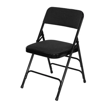 Metalni pregibno klizni stolica s tkanine presvlake s triple držačem i četverojezgrenim zglobom - crna (4 kom / kutija)