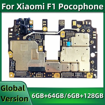 Modul pcb matične ploče za Xiaomi Pocophone Poco F1, Izvorna Matična ploča, 64 GB, 128 GB, Logička naknada, Globalna firmware