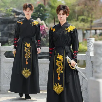 Muška klasična oblik studentske klase u kineskom stilu, timski oblik, vezeni odijelo, muška odjeća Hanfu s dugim rukavima