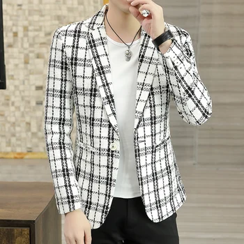 Muška profesionalna odjeća 2023, novi mali odijelo za muškarce, korejski izdanje, tanak trend na tanke kockice, mali je prekrasan jednokrevetna odijelo, kaput 3XL