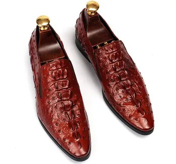 Muške cipele s oštrim vrhom u engleskom stilu, prozračna слипоны s uzorkom 