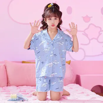 Novi dječji пижама Kuromi My Melody Cinnamoroll sa slikom anime za djevojčice, svakodnevni glatka odjeća, odijelo za odmor kratkih rukava, poklon za rođendan