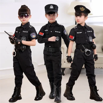 Odijela policajac za djecu, dječja karnevalska policijski obrazac za Noć vještica, 110-160 cm, kompleti odjeće za косплея za dječake, vojne policije