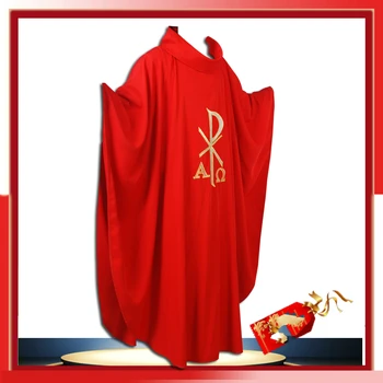 Odjeća svećenika, christian odijelo, odijela za svećenika, vez od crvene poliester, katolička vjerska odjeća za odrasle, odjeća svećenika