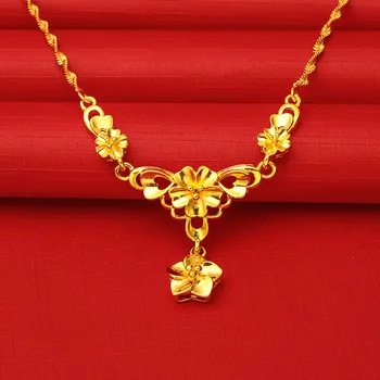 Ogrlica sa ovjes u obliku cvijeta od ovog zlato 18 Karata za žene, svadbene dekoracije za zaruka, ogrlica s valovitim lancem, pokloni za rođendan