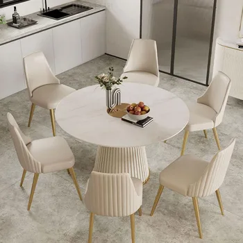 Okrugli stol od plemenitog kamena ploča, luksuzna kombinacija stola i stolice, минималистичная namještaj za dom gy50cz