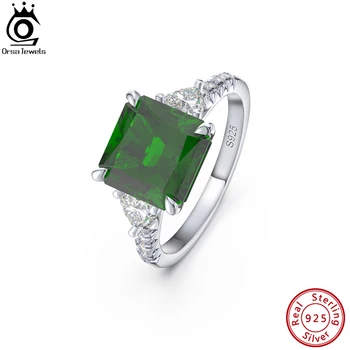 ORSA JEWELS Luksuzni prsten od 925 sterling srebra sa smaragda, dijamantni prsten s кубическим цирконием na prst za žene, nakit za djevojčice LZR12