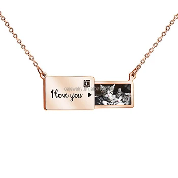 Ovjes-kovertu sa UV ispis od nehrđajućeg čelika, personalizirani poklon za rođendan, ogrlica s ugraviranim imenom, nakit za djevojčice