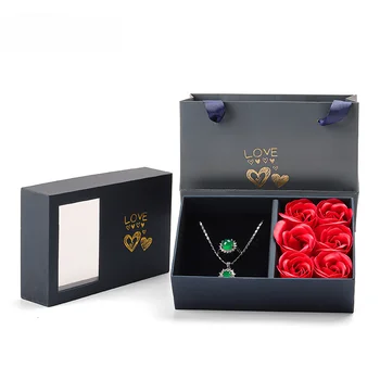 Posebna kutija za pohranu nakit s papira ružama, organizator za pohranu trendi ženski prstenova, suspenzije, poklon torbica s poklopcem za krovnog prozora