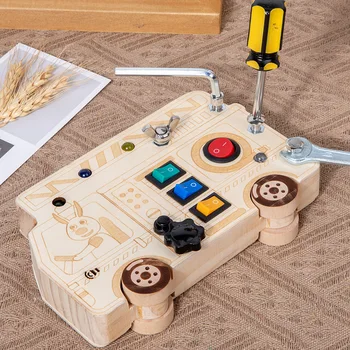 Prekidač utičnica led svjetiljka obrazovanje kognitivne djeca zauzet kocka drveni blok zauzet Montessori edukativne igračke za od 3 do 5 godina