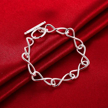 Prekrasna Narukvica-lanac Od 925 Sterling Srebra U obliku витого kruga Za Žene, luksuzne modne večernje Vjenčanje Nakit, dar za ljubitelje