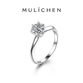 Prsten s муассанитом 2 karat za žene, jednostavan dizajn klasične šest kandži, dijamantni vjenčani nakit od srebra 925 sterling, luksuzan nakit