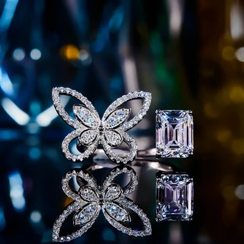 S925 Высокоуглеродистое dijamantni otvaranje, pojedinačne luksuzno банкетное prsten s kravatom, donje dijamantni otvaranje princeza
