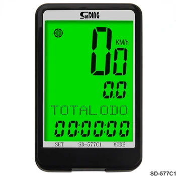 SD-577C1, biciklističke bežični kodni sat sa pozadinskim osvjetljenjem velikog ekrana, štoperica na nekoliko jezika na engleskom