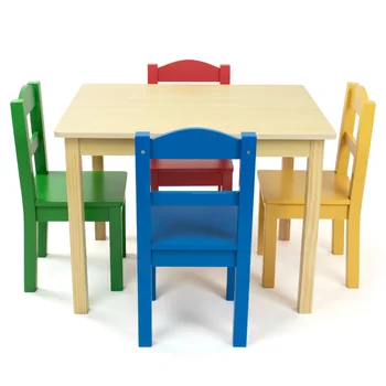 Set od drvenog stola i 4 stolice za osnovnu školu БУССАКА, set od stola i stolica, dječji radni stolac, dječji obuku stol