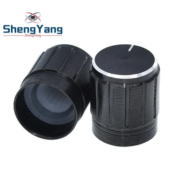 ShengYang 10шт ručka potenciometra od aluminijske legure 15 * 17 mm, okretni prekidač, dugme za podešavanje jačine zvuka, crna za DIY