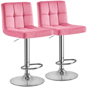 Smile Mart 2 kom., podesivi baršunasti bar stolica, visina police s velikim razlogom, pink bar stolice, barske stolice