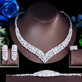 ThreeGraces 4 kom. Elegantan sjajna kubni cirkonij Luksuzni Dubai nigerijski vjenčanje mogućnost skup nakit za žene TZ870