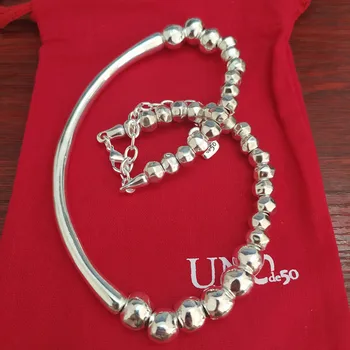 UNOde50 2022 Nova Originalna Moda Galvanska Srebrne Perle, 925 Sterling Jednostavno Gurmanski Ogrlica Nakit Darove