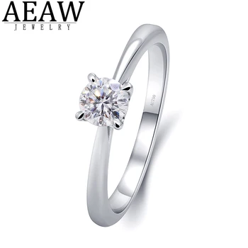 Vjenčani prsten od bijelog zlata 10 Do 0,5 karat s муассанитом za žene, okruglo zaručnički prsten je odličan rez, godišnjicu braka nevjesta