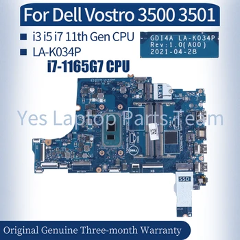 Za Dell Vostro 3400 3500 3501 Matična ploča laptopa LA-K034P 0FTXD9 0PY8NM 03TNDR 0F3DD5 0GGCMJ I3 I5 I711th Matična ploča Laptopa
