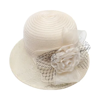 Ženska crkvenu šešir-чародейка od organza, sklopivi cvjetni šešir-kantu sa širokim poljima, солнцезащитная šešir-kanta za ljetne odbojku čaja